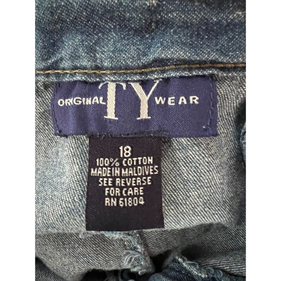 TY Wear Capri Elastic Waist Jean  18 Blue  Denim Cotton Denim - Picture 4 of 13